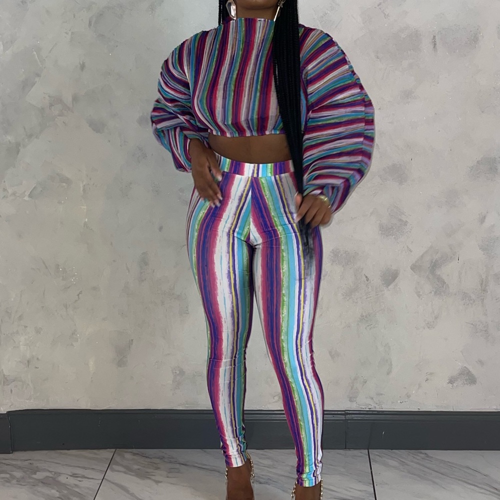 Purple Multi Color Two Piece Set